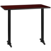 Flash Furniture XU-MAHTB-3048-T0522B-GG 48" Rectangular Mahogany Laminate Table Top with 22" Bar Height Table Base
